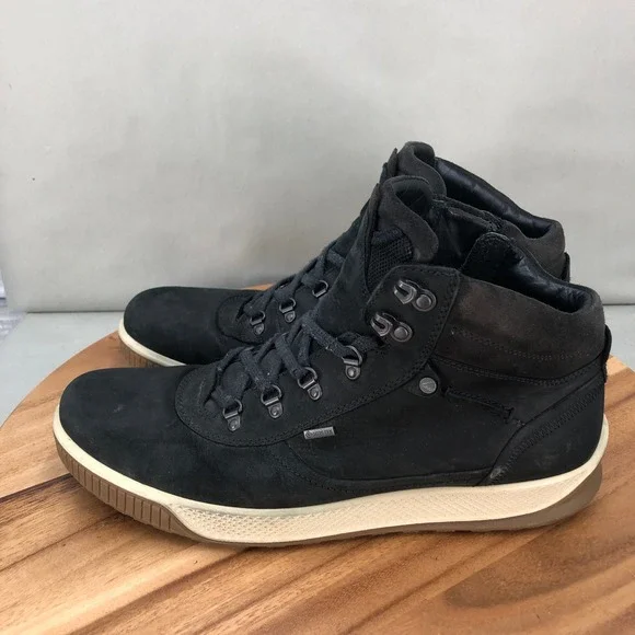 ECCO Byway Waterproof Boots Side Zip Mens 45 / 11 Black Leather Lace Up Comfort - Picture 3 of 8